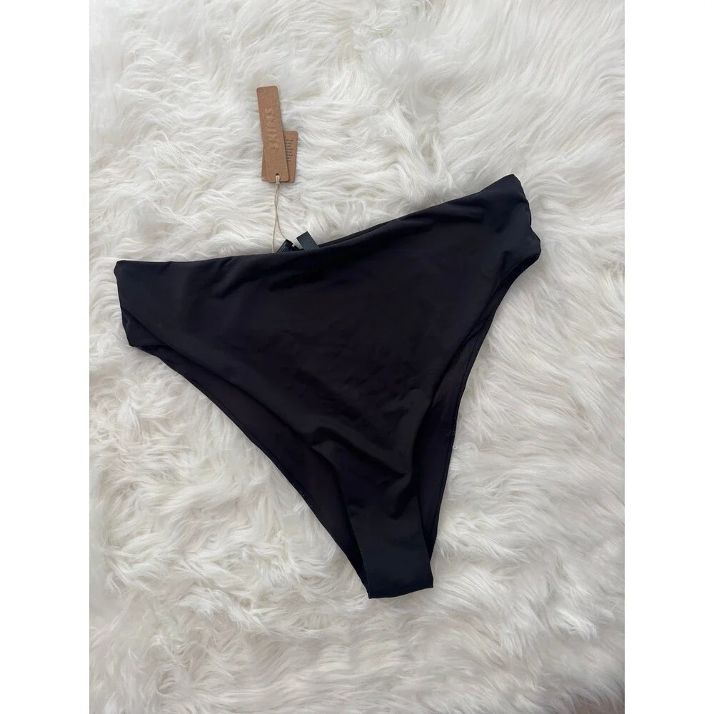 Skims Mid Waist Bikini Bottom Onyx Size Large